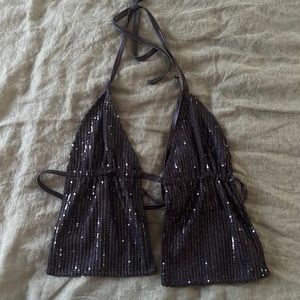 Motel Rocks Black Sequin Top
